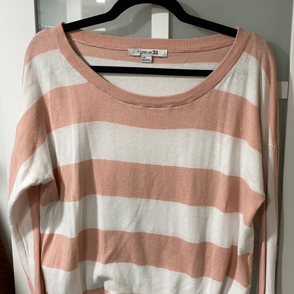 Long stripe pink white  sweater forever 21